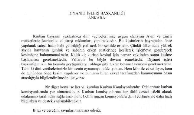 Kasaplardan Diyanet E Avm Ve Zincir Marketler Kesimi Kurban Bayram